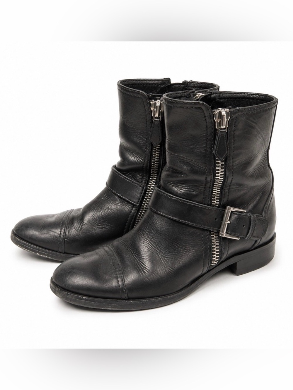 MIU MIU LEATHER MOTO BOOTS - Picture 1 of 5
